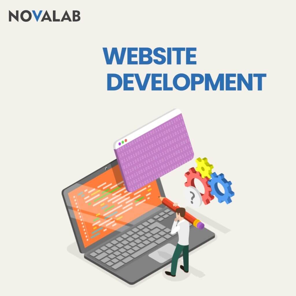 Web developer coding a new website with modern tools and technology, representing the full-cycle website development process.
