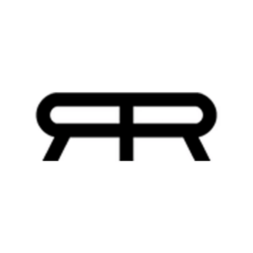 Logo for Arrita Studio featuring a sleek, modern design with two mirrored capital R’s connected by a central line, creating a clean and creative visual identity.