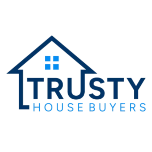 Trusty House Buyers logo with a house icon and bold text, reflecting trust and fast home-buying service.