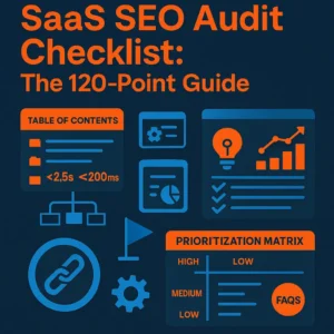 SaaS SEO audit guide highlighting site speed, structure, analytics, and task priorities