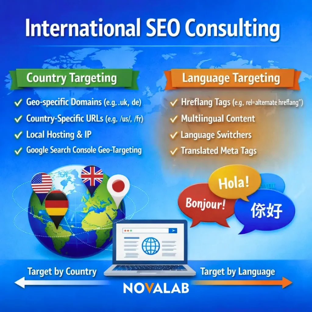 International SEO consulting country and language targeting by NovaLab