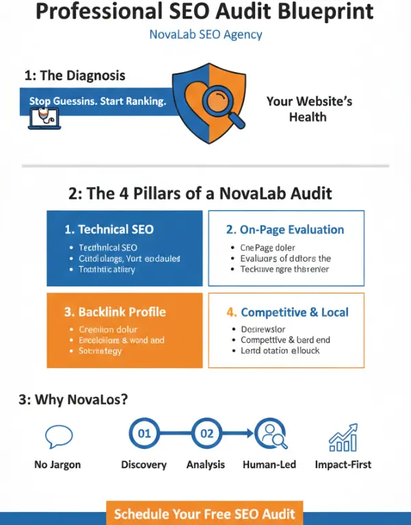 Professional SEO audit workflow and analysis overview.